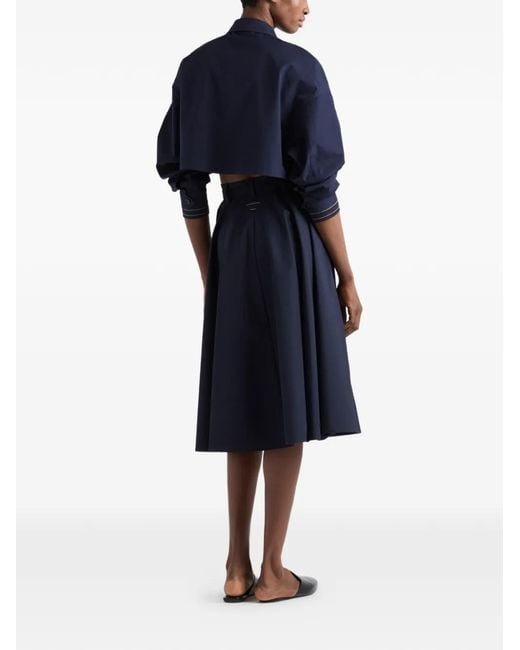 Prada Popeline Midi-Rok in het Blue