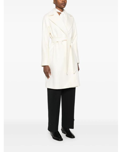 Max Mara White Belted Wrap Coat