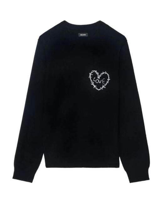 メンズ Zadig & Voltaire ハートエンブロイダリーセーター Blue