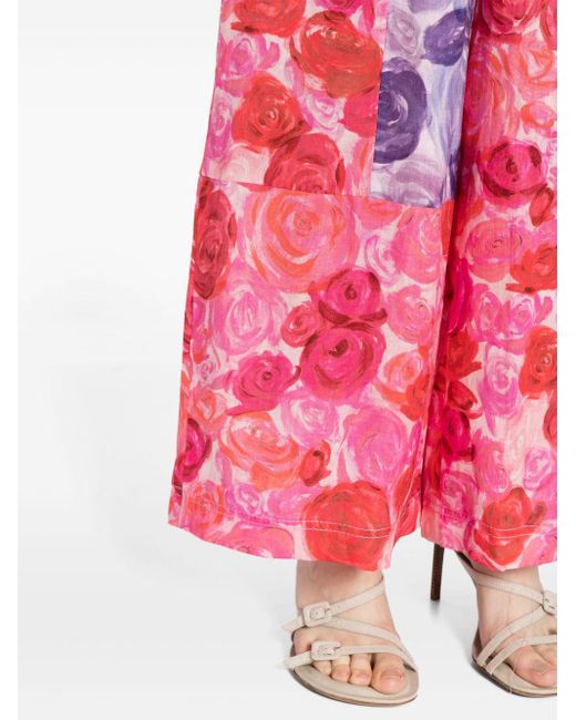 Aje. Pink Vision Relaxed Floral-print Linen Trousers
