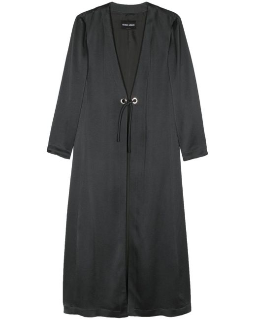 Giorgio Armani Black Satin Silk Maxi Coat