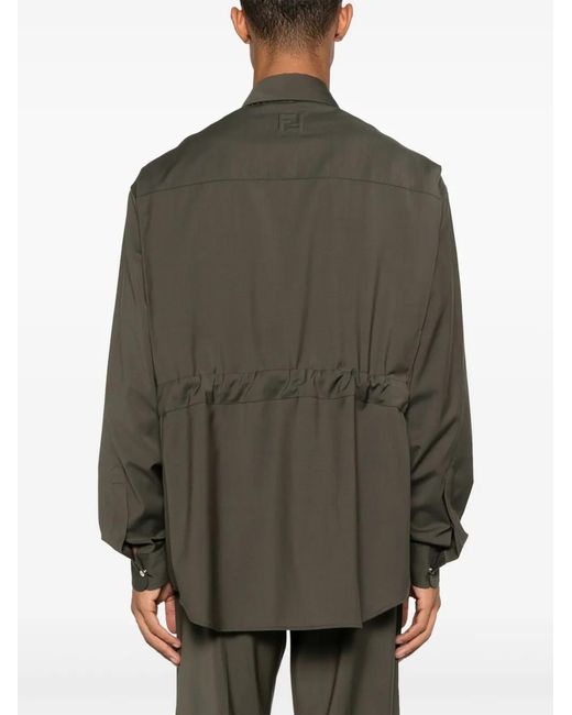 Fendi Green Pleat-Detail Shirt for men