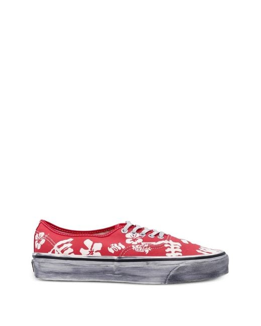 Vans Red Premium Authentic Floral Sneakers