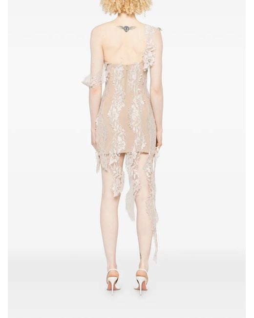 GIUSEPPE DI MORABITO White Floral-Lace Mini Dress