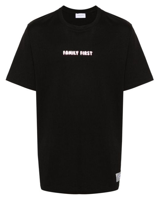 FAMILY FIRST Black Logo-print Cotton T-shirt for men
