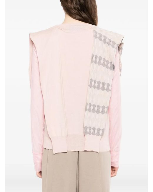 OPEN YY Pink Jacquard Layered-Sleeve Cardigan