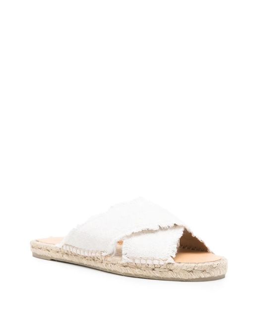 Castaner White Palmera Flat Espadrilles