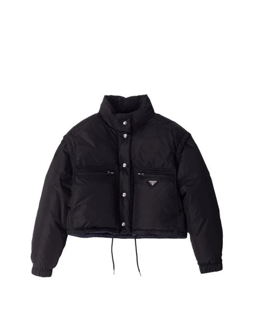 Prada Blue Logo-Plaque Puffer Jacket