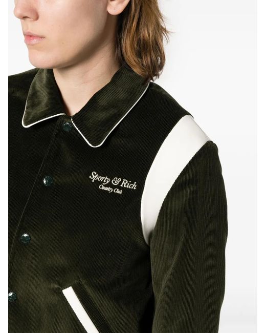 Sporty & Rich Black Logo-Embroidered Cotton Bomber Jacket