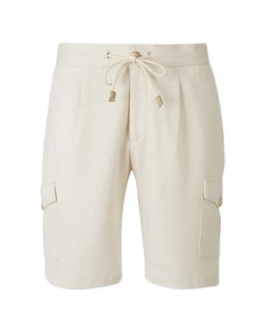 Gran Sasso White Flap-Pockets Drawstring Shorts for men