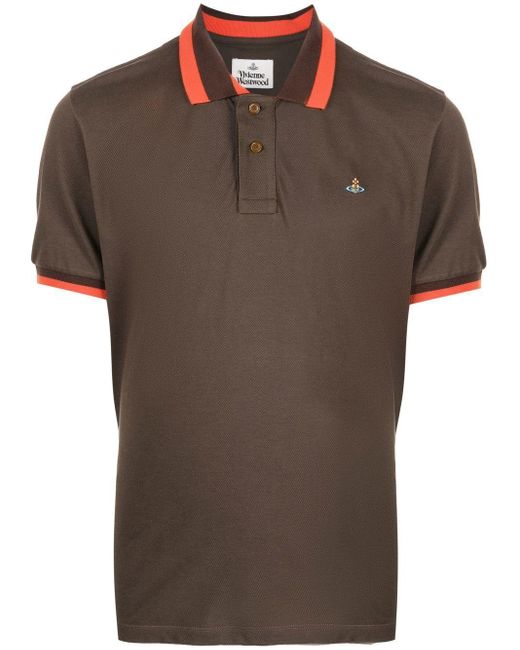 Vivienne Westwood Embroidered-logo Polo Shirt in Brown for Men | Lyst