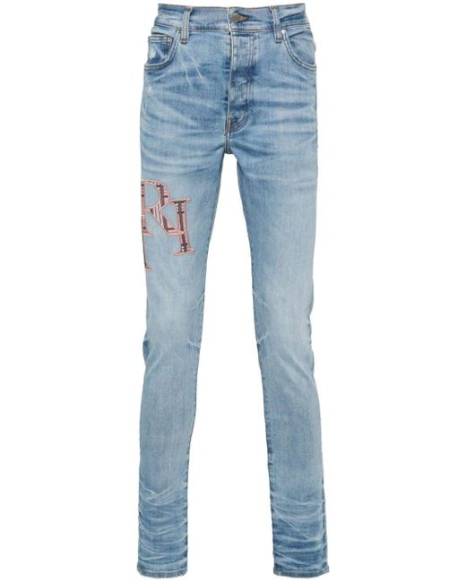 Jeans skinny con ricamo di Amiri in Blue da Uomo