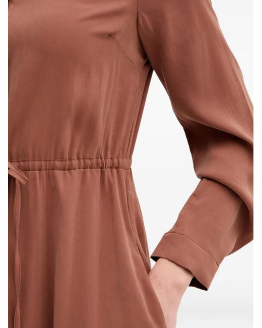 GAUDI Brown Drawstring-Waist Long-Sleeve Maxi Dress