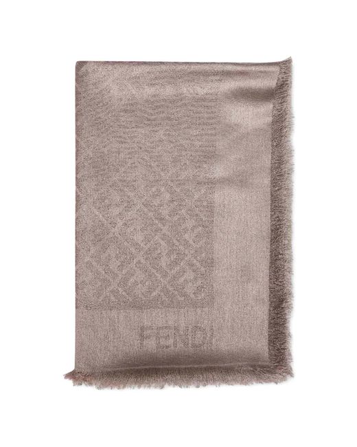 Fular Deshilachado En Jacquard Fendi de color Gray