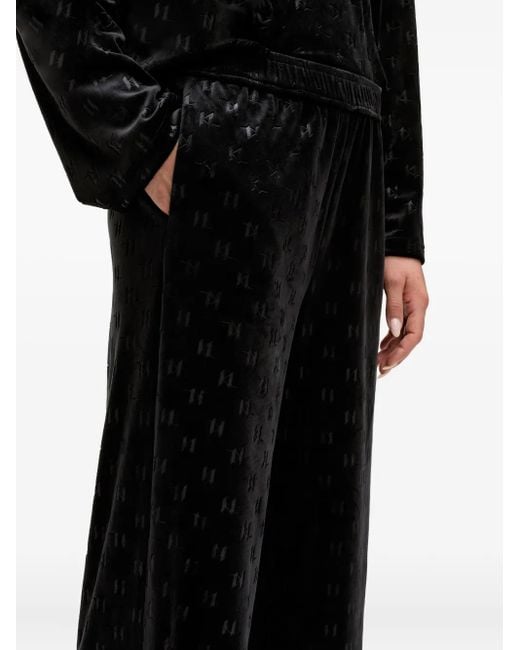 Karl Lagerfeld Black Monogram-Pattern Track Pants