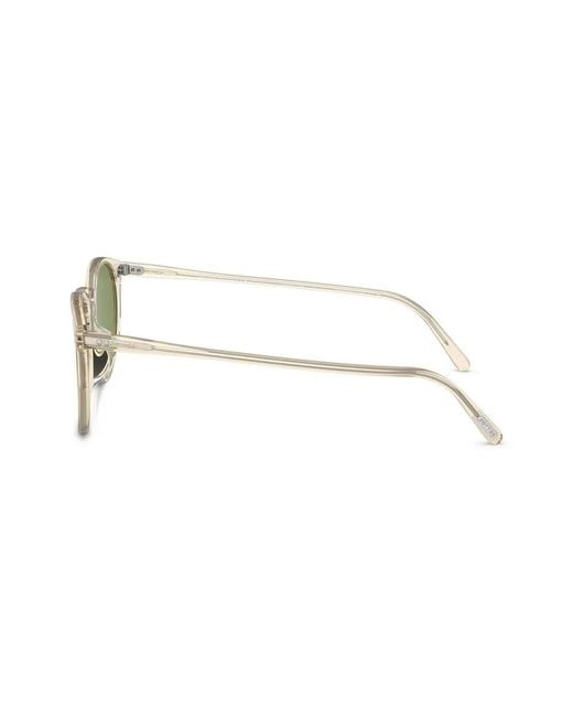 Oliver Peoples Men's O'malley Peaked Round Sunglasses With Mineral Glass Lenses - Buff Green