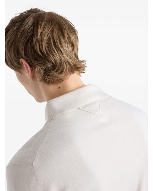 Prada White Cashmere And Silk Polo Shirt for men