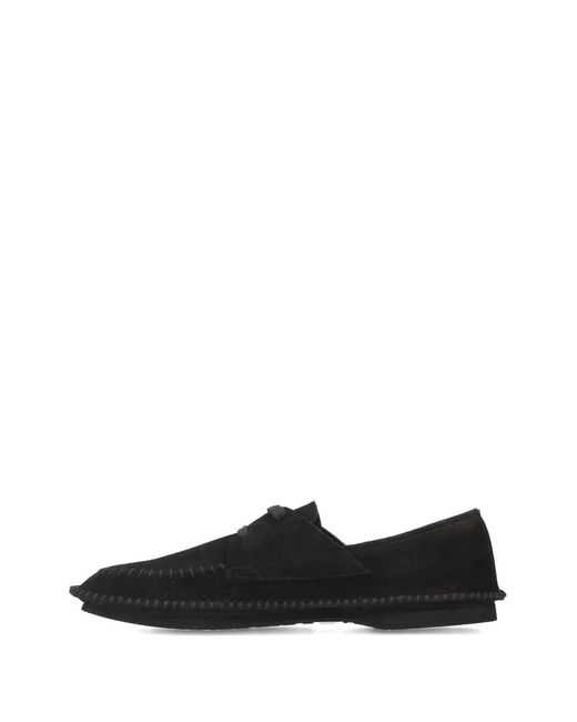 Premiata Black Lace-Up Topstitch Loafers for men