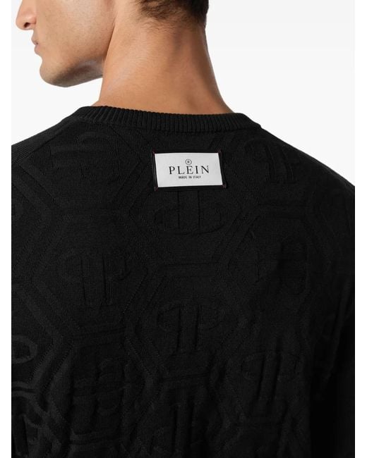 Philipp Plein Black Logo-Patch Sweatshirt for men