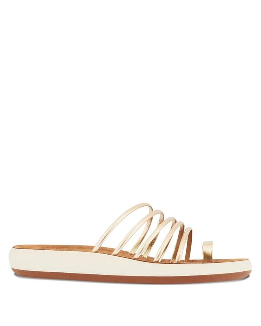Ancient Greek Sandals White Leather Multi-Strap Sandals