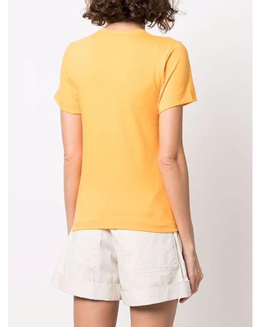 COMME DES GARÇONS PLAY Yellow Cotton Embroidered-Logo T-Shirt