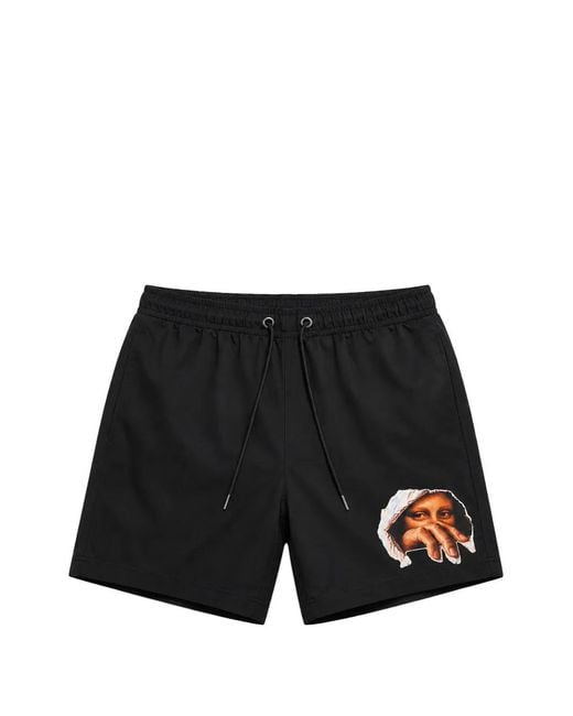 Melt Black Graphic-Print Drawstring Swim Shorts for men