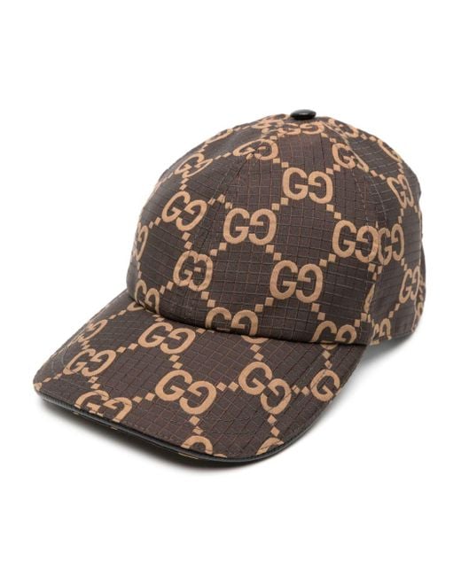Cappello da baseball con motivo GG jacquard di Gucci in Brown