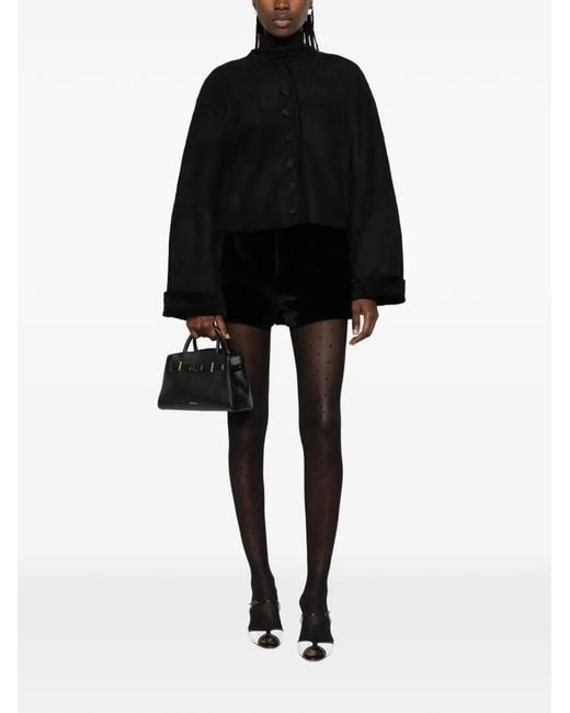 Nour Hammour Black Willow Buttoned Leather Jacket