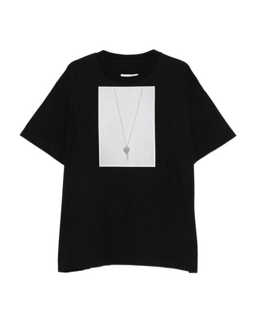 MM6 by Maison Margiela Black Graphic T-Shirt for men