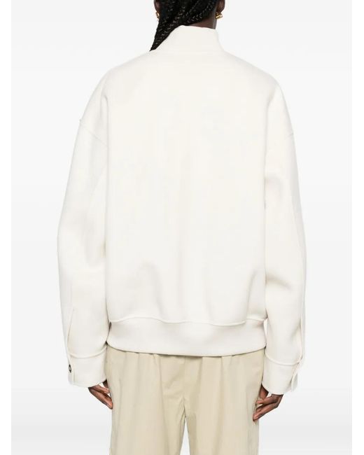 Sportmax White Ribbed-Trim Zip-Up Jacket