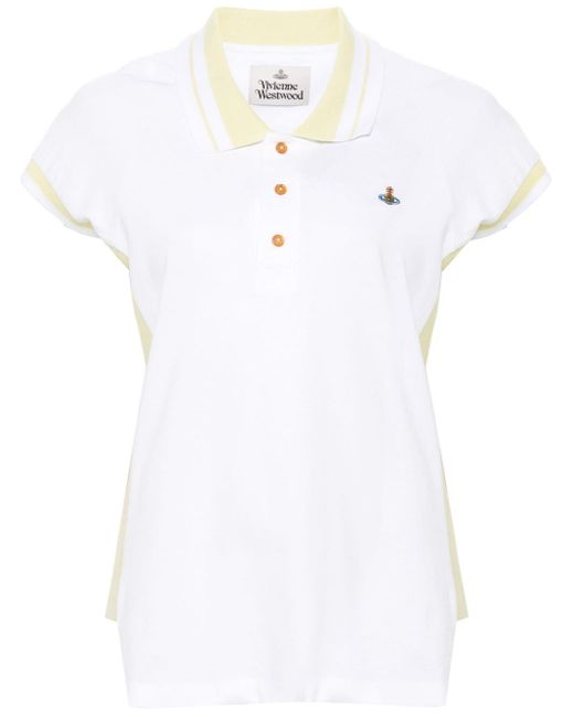 Vivienne Westwood White Poloshirt mit Orb-Stickerei