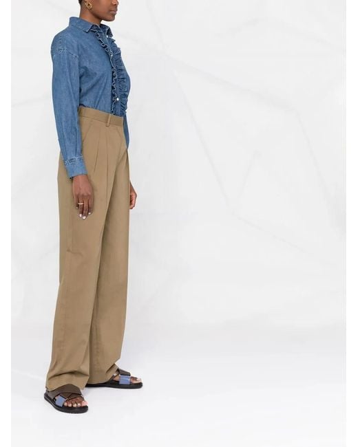 Jacob Cohen Blue Ruffle-Trim Detail Shirt