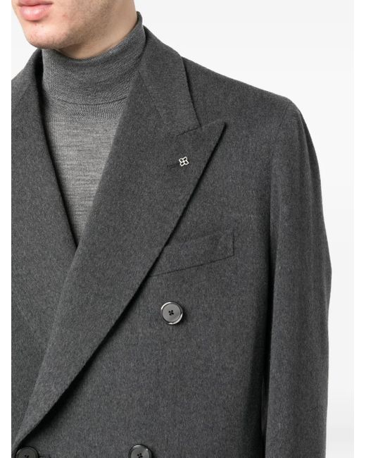 Tagliatore Gray Double-Breasted Coat for men
