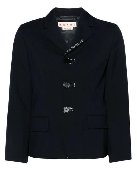 Marni Blue Elegant Mini Wool Jacket