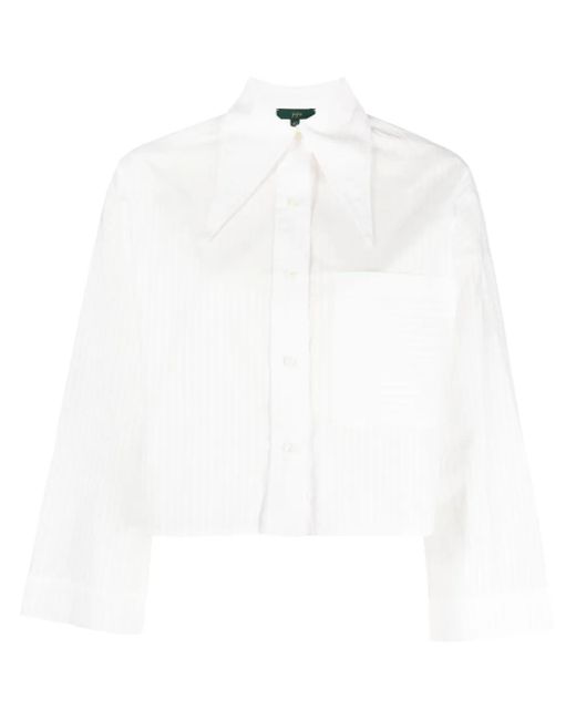 Jejia White Gestreiftes Cropped-Hemd