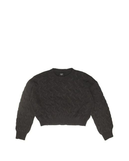 HTC Black Braided-Knit Long-Sleeve Sweater