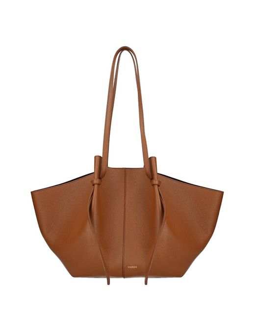 Yuzefi Brown Mochi Pebble-Grain Leather Shoulder Bag