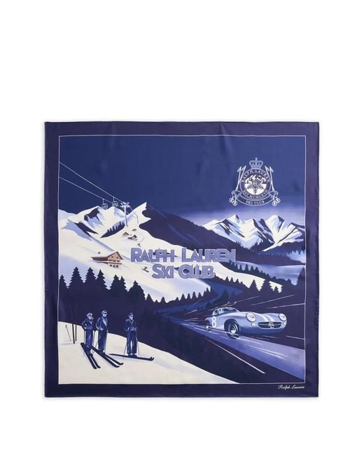 Ralph Lauren Blue Ski Club Graphic-Print Scarf for men
