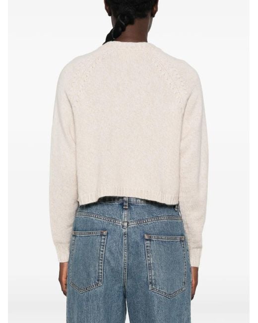 Ba&sh Natural Zip-Detail Cable-Knit Sweater
