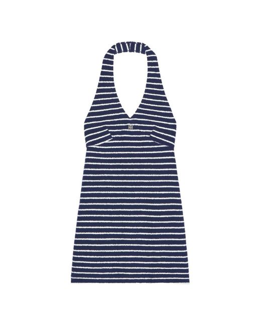 Givenchy Blue Halterneck Striped Mini Dress