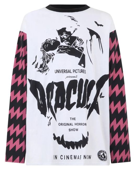 Gcds White Dracula Graphic Crew-Neck Long-Sleeve T-Shirt for men