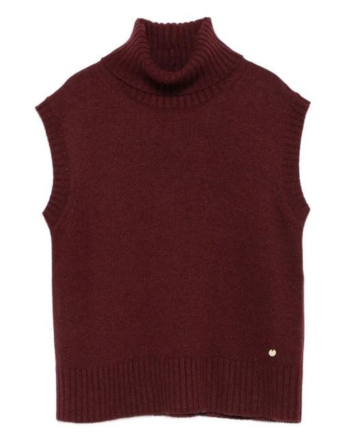 Niu Red Turtleneck Sleeveless Sweater