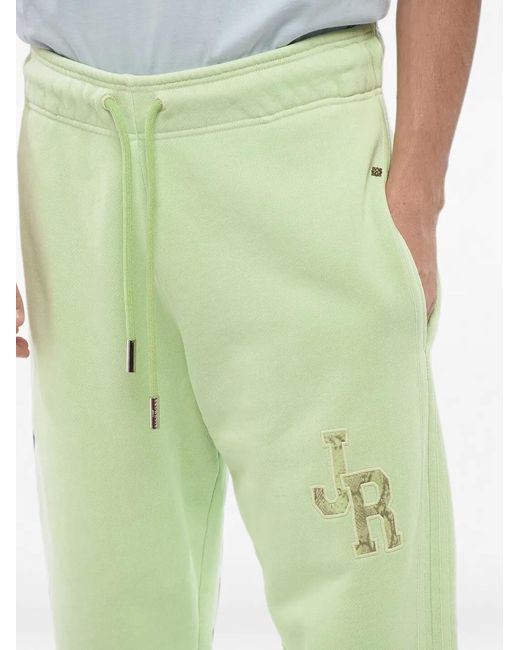 John Richmond Green Embroidered-Logo Track Pants for men