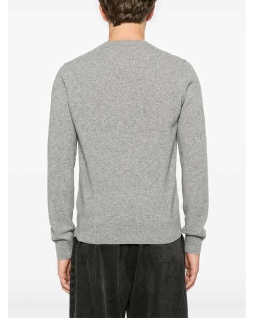 COMME DES GARÇONS PLAY Gray Heart Wool V-neck Sweater for men