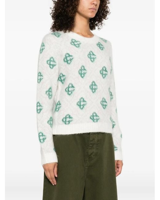 Casablanca Blue Patterned Crew-Neck Sweater
