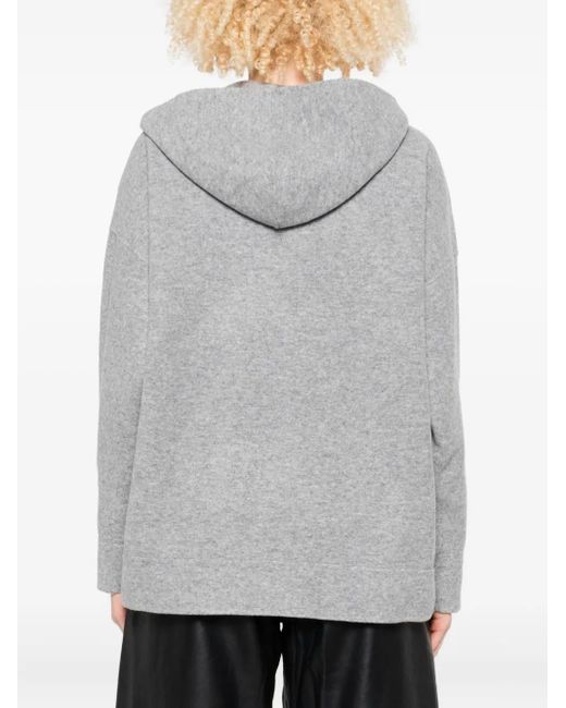 Max Mara Gray Zip-Up Wool-Blend Hoodie