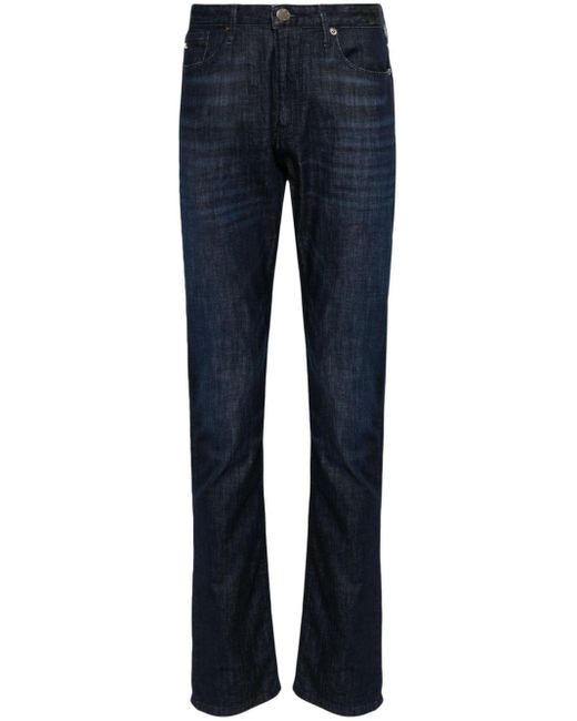 Emporio Armani Blue Mid-rise Slim-fit Jeans for men