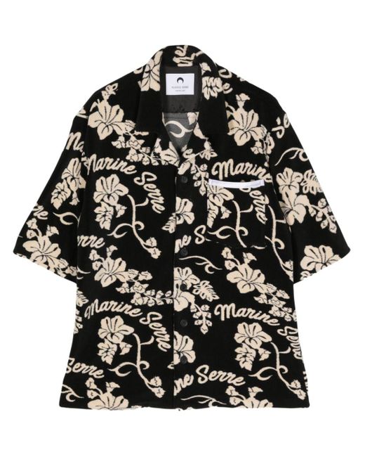 Patterned-jacquard terry-cloth shirt di MARINE SERRE in Black da Uomo