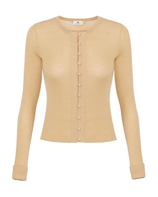 Cárdigan de canalé con botones Elisabetta Franchi de color Natural