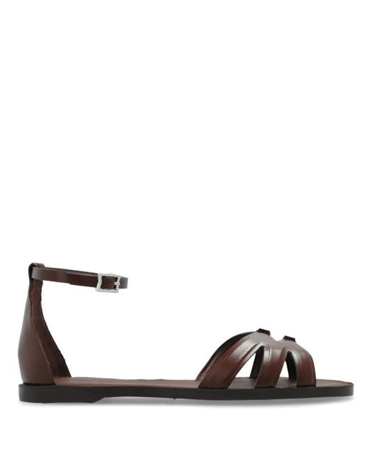 Max Mara Brown Leather Flat Sandals